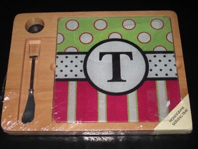 CYPRESS HOME MONOGRAM T SERVING TRAY SET WITH SPREADER -- NEW!!! - Image 1 of 4