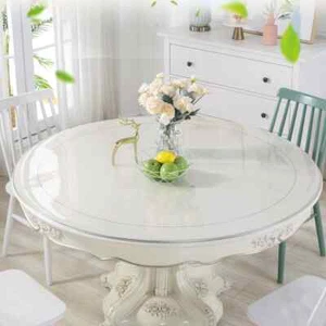 Round Tablecloth Transparent Soft Plastic Table Cloth Table Cover Mat Mantel - Foto 1 di 12