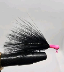 10- 1/64 oz Hand Tied Marabou Jigs #8 hook Pink Pink Black Panfish Walleye Bass - Picture 1 of 1