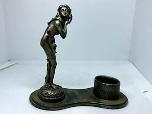 Antique Unique Vintage Bronze Brass Sculpture Statue Figure Nude Girl Art Decor - Picture 1 of 11