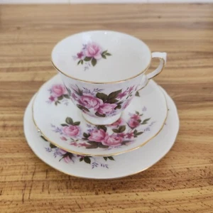 Queen Anne England 8351 Pink Roses Cup & Saucer Set Bone China - Picture 1 of 6