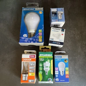 Bundle Of 6 Assorted Bulbs To Include Sylvania Energy Saving Spiral + Megaman - Picture 1 of 4