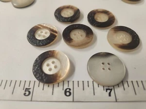VINTAGE BUTTONS SET OF 12 PEARL BEIGE BROWN  TUZ3393 - Picture 1 of 1