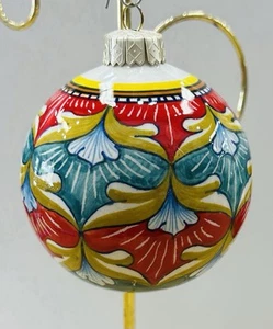 Deruta Keramik - 3,1/2’’ Weihnachtsschmuck geometrisch von Hand gefertigt/bemalt Italien - Bild 1 von 5