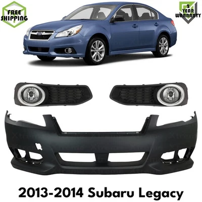 Front Bumper Cover Primed Plastic & Fog Lights Kit For 2013-2014 Subaru Legacy Foto 1 de 4