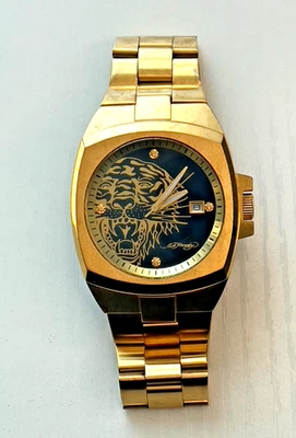 Ed Hardy Men's Gold Tone Tiger Watch, Stainless Steel Bracelet, Crystal Accents - Image 1 of 4