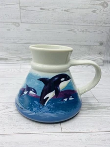 Vintage Otagiri Stoneware Orca Whale No Spill Coffee Mug Japan Sea Life - Picture 1 of 17