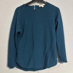 Michael Kors Knit Sweater Back Zipper Women’s Size Small Teal Blue Long Sleeve - Picture 1 of 10