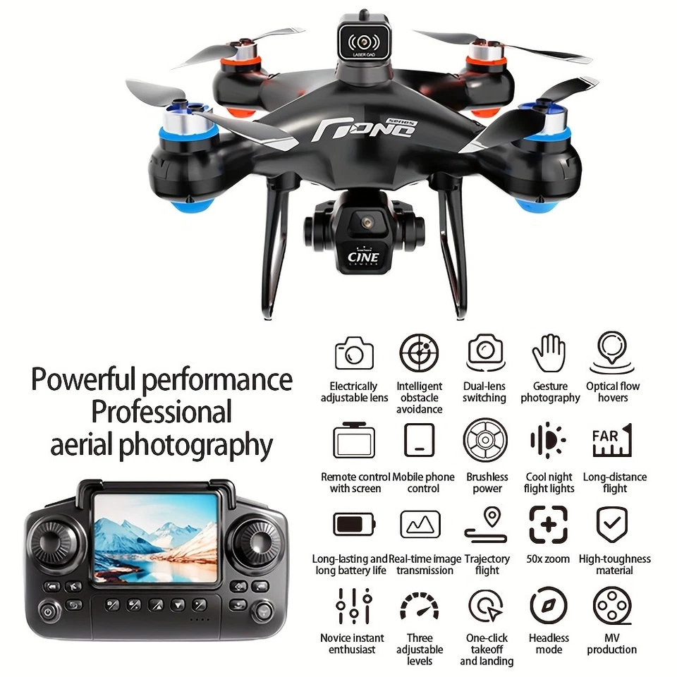 8K Dual Camera FPV Drone, 2.4" Screen, 50X Zoom, Brushless, 2 Batteries - Image 1 of 4