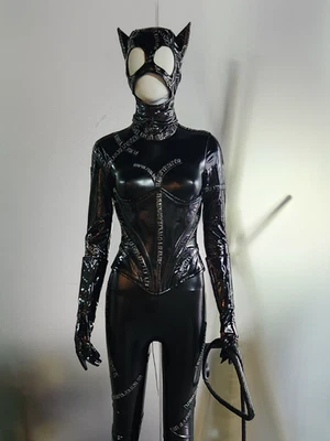 Disfraz Catwoman Batman Returns Cosplay Traje Negro Conjunto Foto 1 de 4