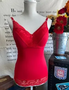 Rhonda Shear Red Lace Cami Camisole S New Built in Bra - Picture 1 of 5