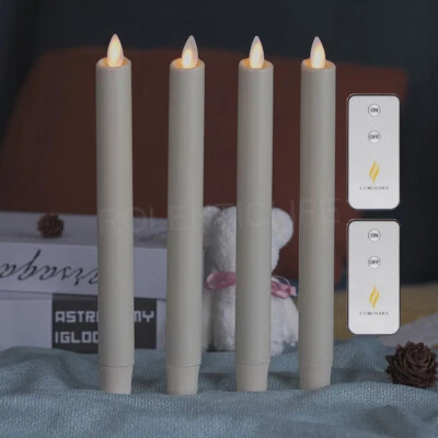 Juego de 4 velas cónicas sin llama Luminara con temporizador llama parpadeante marfil 9" Foto 1 de 4