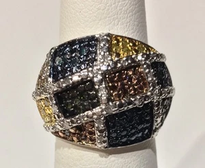 Multi Color Diamond Ring, (.65) 14k YG, WG, SS .925 Size 6 - Picture 1 of 11