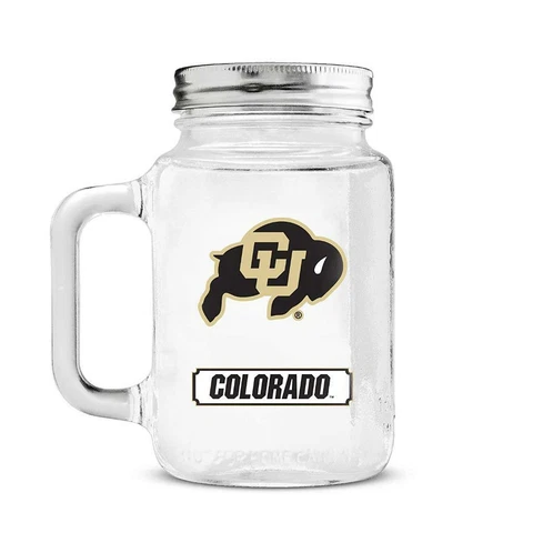 Colorado Buffaloes Mason Jar - 20oz Glass With Lid [NEW] Mug Pint Cup Cover