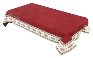 French Provencal Tablecloth Jacquard Bordered Fayence Flowers Red/Ecru 55X86.5 - Picture 1 of 5