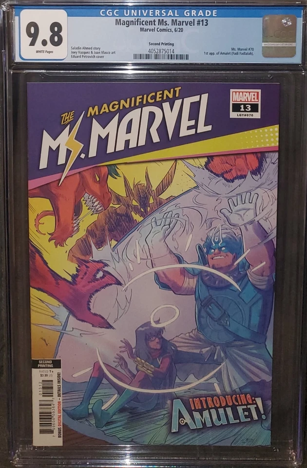 THE MAGNIFICENT MS. MARVEL #13 CGC 9.8 RARE 2ND PRINTING!! 1ST APP OF AMULET!! - Image 1 of 1
