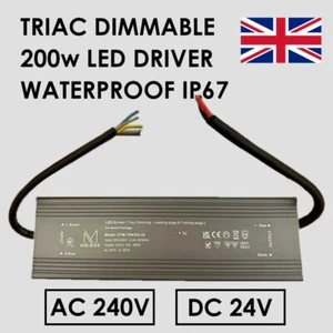 Triac 200w LED Dimmable Driver AC 240V - 24V DC Constant Voltage Waterproof IP67 - Picture 1 of 2