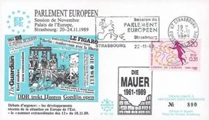 PE202 : 11-1989 - FDC Parlement européen "Chute du Mur de Berlin / Die Berliner - Picture 1 of 1