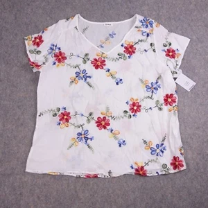 Camisa Blusa Anthropologie Kindred 3X Blanca Floral Cuello en V Ligera Para Mujer - Imagen 1 de 10