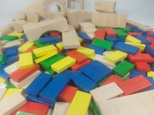 TC T.C. Timber Domino Race Building Blocks Wooden Toy Lot 428 Pieces - Picture 1 of 9