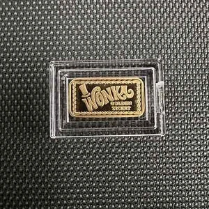 "WONKA GOLDEN TICKET" 1 Gram 999 Silver Bullion Bar In Capsule - 24k Gold Plate - Picture 1 of 4