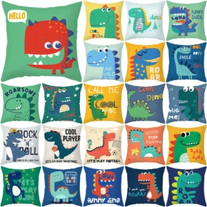 Cartoon Dinosaur Cushion Cover Soft Waist Throw Pillow Case Home Sofa Car Decor - Picture 1 of 29