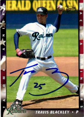 Travis Blackley Signed 2004 MultiAd Tacoma Rainiers #4 Mariners Athletics Giants - Image 1 of 2