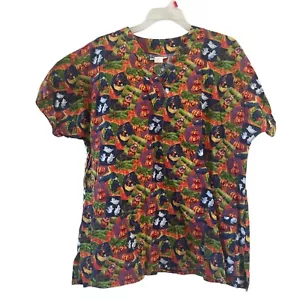 Blusa Médica Mad About para Mujer Cuello en V Talla L 2 Bolsillos Fantasmas Calabazas - Imagen 1 de 9