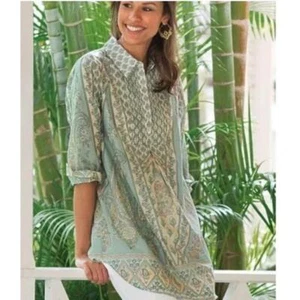 Soft Surroundings Paisley Floral Cotton Voile Tabitha Tunic Top 29203 Size S - Picture 1 of 7