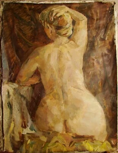 Pintura al óleo soviética ucraniana impresionismo figura desnuda femenina mujer niña - Imagen 1 de 5
