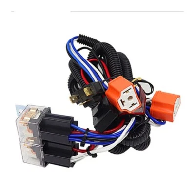 For 2-Headlight H4 Headlamp Light Bulb Ceramic Socket Plugs Relay Wiring Harness - Image 1 of 4