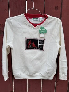 Vintage Cardinal Bird Ugly Christmas Sweater Party Sweatshirt 80s 90s Grannycore - Picture 1 of 19