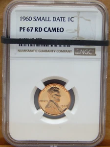 1960 - NGC GRADED PF67 RD RED Small Date CAMEO - LINCOLIN WHEAT CENT￠(BT307) - Picture 1 of 4