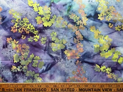 Tela Batik Algodón Multicolor Púrpura, Aqua, Amarillo Lieves por 1/2 Yarda Foto 1 de 2