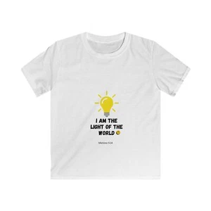 Inspirational Kids Tee - "I Am The Light Of The World" T-Shirt, Youth - Picture 1 of 19