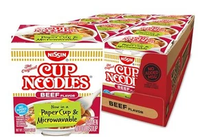 Nissin Cup Noodles Soup Beef Flavor 2.25 oz case of 12 NEW - Picture 1 of 4