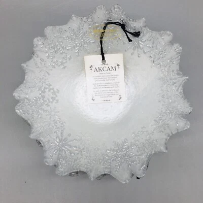 x4 Juego de cuencos de copo de nieve de vidrio turco Akcam postre plata esmerilada Navidad NUEVO Foto 1 de 4