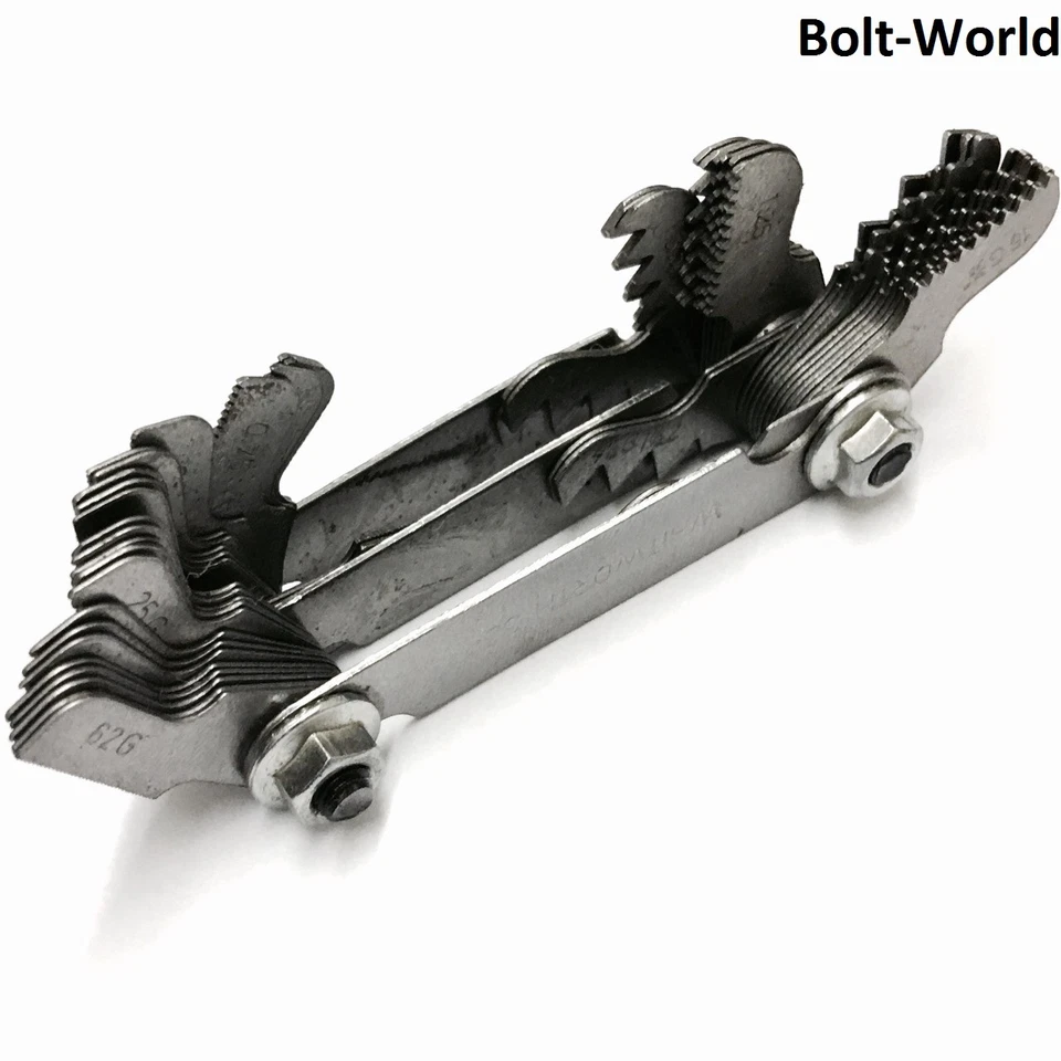 BOLTWORLD MISURATORE FILO PASSO VITE METRICO & WHITWORTH BSW DADI E BULLONI 51 LAME DI MISURA