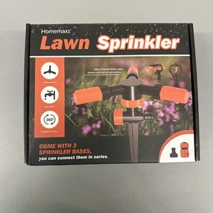 Homemaxs Lawn Sprinkler 360 Degree Rotation 2 Bases 3 Different Spray Heads - Picture 1 of 4