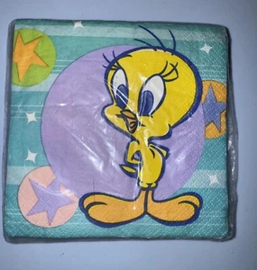 Looney Tunes TWEETY SUPERSTAR Beverage Napkins 16ct Party Express 1990’s NIP - Picture 1 of 2