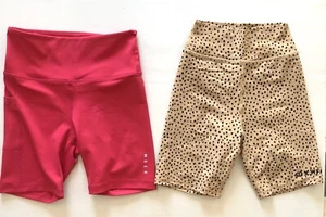 2x Muscle Republic White Fox S XS Biker Shorts Pink Natural Gym Yoga Pilates - Picture 1 of 8