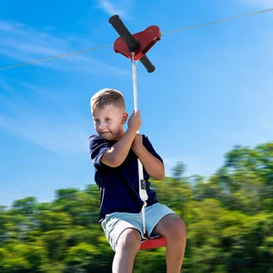 48M Flying Fox Zip Line Kit Playground Cubby House Backyard Zipline w/Brake&Seat - Picture 1 of 12