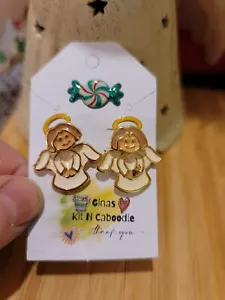 Angel Earrings Religious Enamel Cute Vintage Avon Halo - Picture 1 of 2