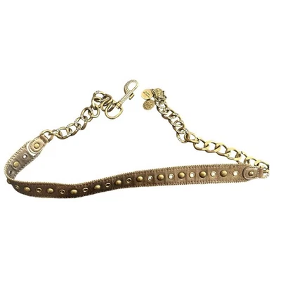 Ремень-цепочка Kathy Van Zeeland украшенный заклепками кожа золотистый цвет - Изображение 1 из 4