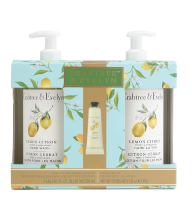 CRABTREE & EVELYN 3 PCS LEMON CITRON Honey & Coriander HAND WASH Lotion & Cream - Image 1 of 2