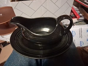Fiesta Fiestaware Black Boat With Tray Homer Laughlin USA - Picture 1 of 3