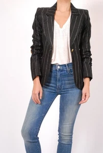 Blazer donna Smythe nero patch tasca duchessa lino taglia 4 - Foto 1 di 5