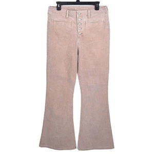 American Eagle Jeans Damen 12 hellbraun Cord super hohe Leibhöhe Schlag Knopfleiste Hose - Bild 1 von 14