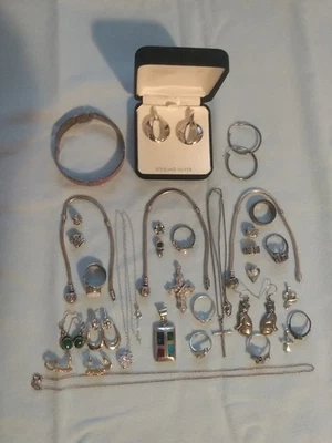 Sterling Silver Lot Pandora Bracelets With Charms,  Rings, Necklaces, Pendants - Image 1 of 4