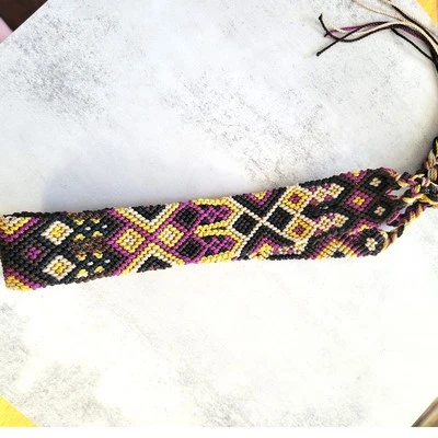 Banda de sombrero ajustable trenzada trenzada azteca occidental tejida marrón negro tostado púrpura Foto 1 de 4